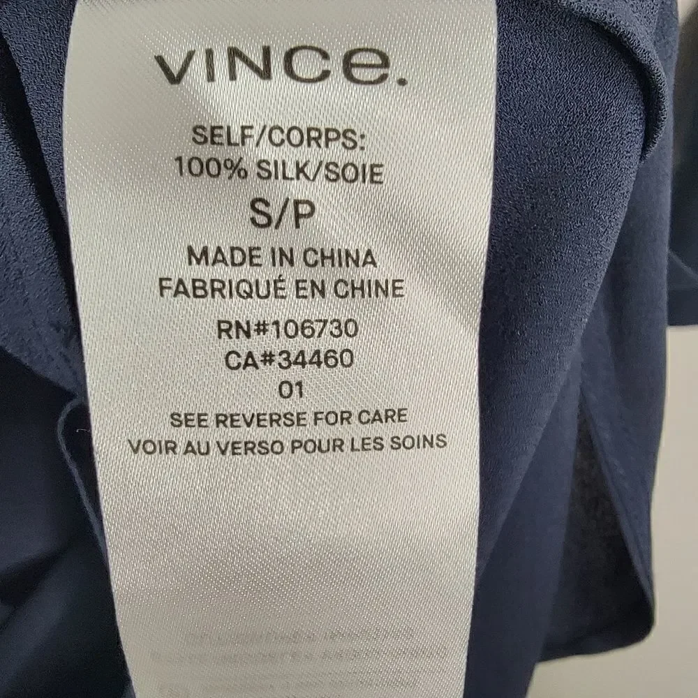 VINCE Silk Shirred Belted Shirtdress Coastal Blue Size Small - Picture 6 of 13